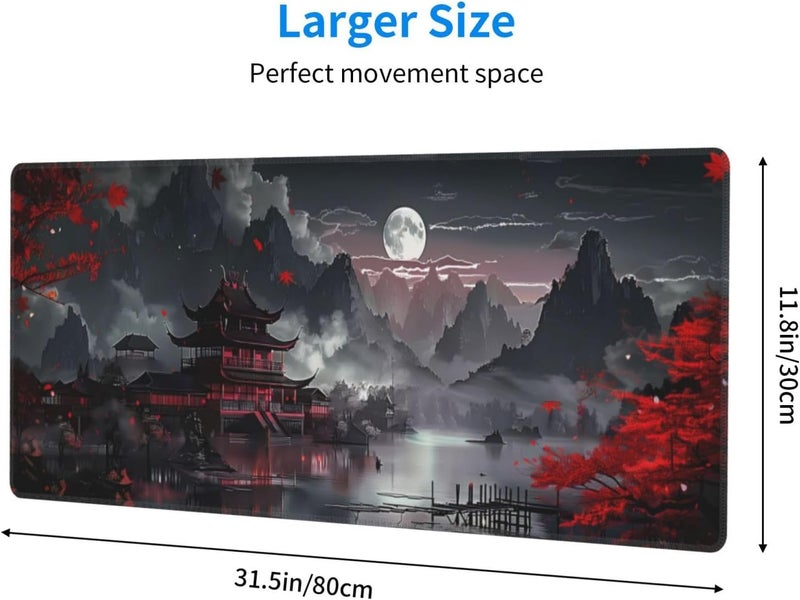 Brecoy Extended Gaming Mouse Pad, Large Gaming Mouse Waterproof with Stitched Edges, Non-Slip Desktop Pad for Home and Office, Level Up Your 31.5x11.8 Inch… (Japanese Style) - Image 2